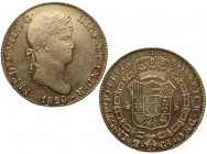 1820. Fernando VII (1808-1833). Madrid. 4 Escudos. GJ. A&C 1716. Au. 13,57 g. Muy bella. Pleno brillo original. Muy escasa así. SC / SC-. Est.1500.