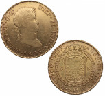1823. Fernando VII (1808-1833). Potosí. 8 Escudos. PJ. A&C 1827. Au. 27,13 g. ESCASA. EBC-. Est.1600.