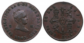1849. Isabel II (1833-1868). Jubia. 2 Maravedís. A&C 42. Ae. 2,55 g. EBC. Est.135.