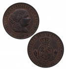 1868. Isabel II (1833-1868). Barcelona. 2,5 Céntimos de escudo. CM. A&C 233. Ae. 5,83 g. SC-. Est.140.