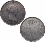 1855. Isabel II (1833-1868). Madrid. 20 reales. A&C 597. Ag. 25,75 g. Atractiva. MBC+ / EBC-. Est.160.