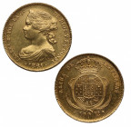 1861. Isabel II (1833-1868). 100 reales. A&C 788. Au. 8,42 g. Bella. Brillo original. EBC+ / SC. Est.450.