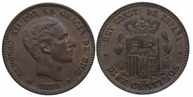 1878. Alfonso XII (1874-1885). 10 Céntimos. OM. A&C 9. Ae. 10,00 g. EBC+. Est.120.