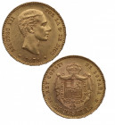 1876*76. Alfonso XII (1874-1885). Madrid. 25 pesetas. DEM. A&C 67. Au. 8,06 g. Bella. Brillo original. Primera estrella algo floja. SC-. Est.400.