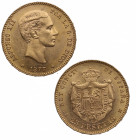 1877*77. Alfonso XII (1874-1885). Madrid. 25 pesetas. DEM. A&C 68. Au. 8,06 g. Bella. Brillo original. SC-. Est.400.