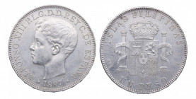 1897*97. Alfonso XIII (1886-1931). Madrid. 1 Peso. SGV. A&C 122. Ag. 24,76 g. MBC+. Est.100.