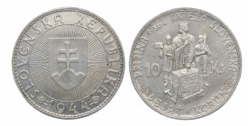 1944. Eslovaquia. 10 Coronas. Ag. 6,94 g. EBC+. Est.20.