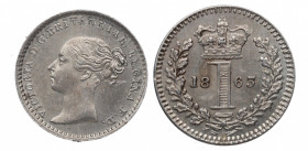 1863. Gran Bretaña. Victoria. 1 Pence. Ag. 0,97 g. SC-. Est.60.