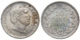 1885. Holanda. 10 Céntimos. Ag. 1,41 g. SC-. Est.90.