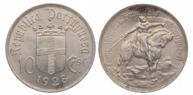 1928. Portugal. 10 Escudos. Ag. 12,55 g. SC-. Est.55.