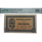 1937. Guerra Civil (1936-1939). Gijón. 100 Pesetas. Pick# S580. Encapsulado por PMG en 66 EPQ. SC. Est.200.