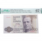 1979. Juan Carlos I (1975-2014). 5000 Pesetas. Encapsulado por PMG en 67 EPQ. SIN SERIE. SC. Est.200.