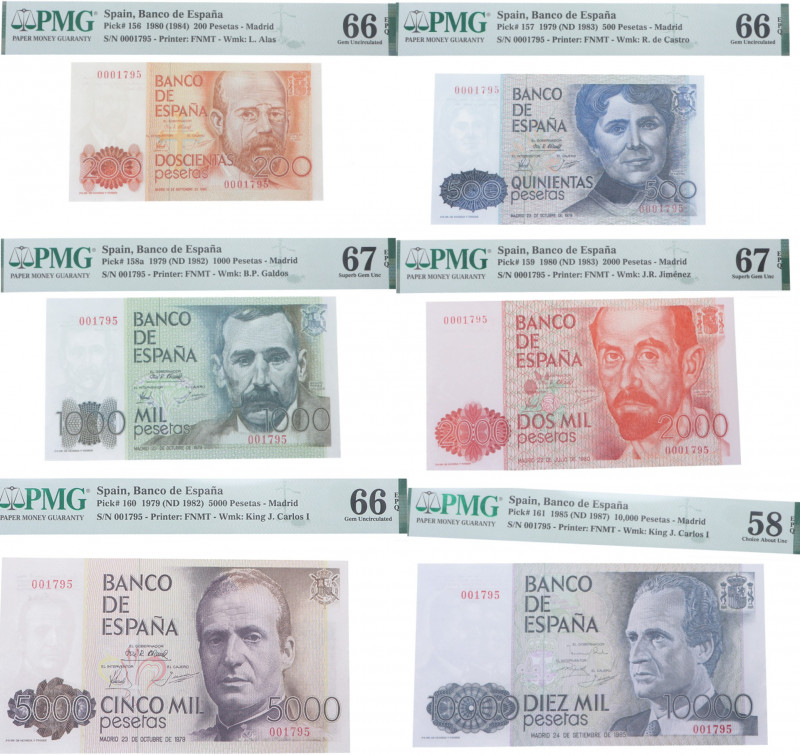 1979-1985. Juan Carlos I (1975-2014). Lote de 6 Billetes (1 de 10.000, 5000,2000...