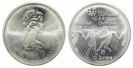 CANADA. Elisabetta II 10 dollaro 1976 Olimpiadi Montreal. Ag (48,4 g). FDC