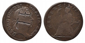 GRAN BRETAGNA. IRLANDA. Giorgio I (1714-1727). 1/2 Penny 1723 raro. KM#117.4. incisione coeva MB.