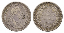 GRAN BRETAGNA. Giorgio III (1760-1820). 18 pence 1811 Bank Token Ag (7,30 g). Spink 3771. Contromarca qBB