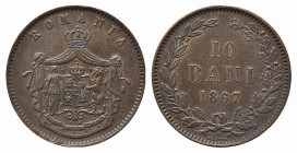ROMANIA. 10 Bani 1867. BB-SPL