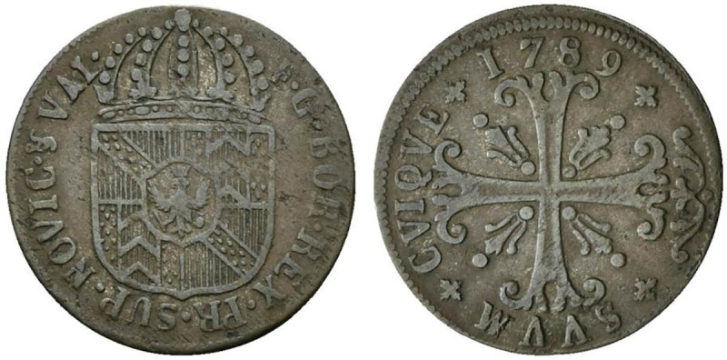 SVIZZERA. Neuenburg. Friedrich Wilhelm II (1786-1797). MI Kreuzer 1789. F G II B...
