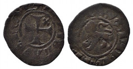 L'AQUILA. Ladislao di Durazzo (1386-1414). Quattrino Mi (0.83 g). Croce patente con fiordaliso nel 2° quarto - R/leone volto a sinistra. D'Andrea-Andr...
