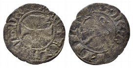L'AQUILA. Renato d'Angiò (1435-1442). Quattrino Mi (0,64 g). Croce patente con giglio nel primo quarto - R/Leone volto a sinistra. D'Andrea-Andreani 6...