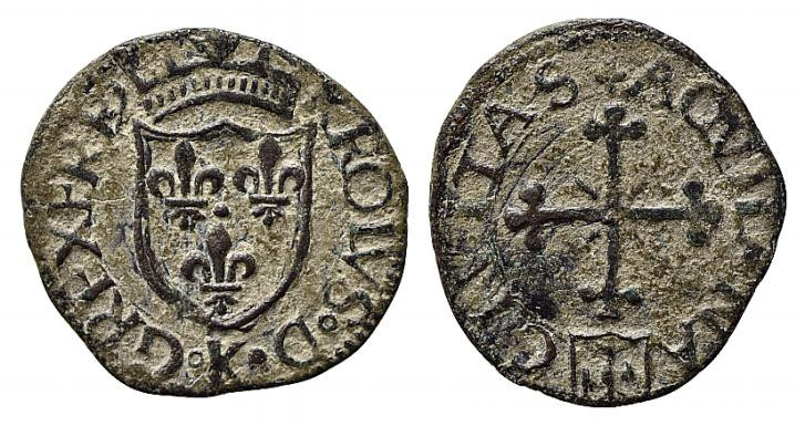 L'AQUILA. Carlo VIII di Francia (1495). Cavallo AE (1.54 g). Scudo coronato di F...