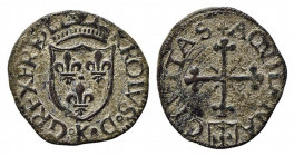 L'AQUILA. Carlo VIII di Francia (1495). Cavallo AE (1.54 g). Scudo coronato di Francia. R/croce patente Mauriziana radiata. D'Andrea-Andreani 131-132;...