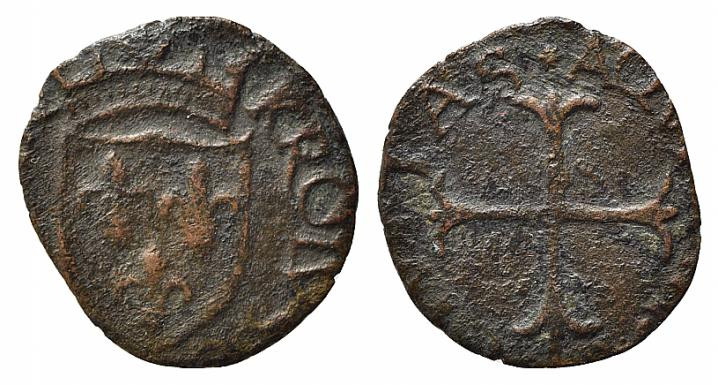 L'AQUILA. Carlo VIII di Francia (1495). Cavallo AE (0.98 g). Scudo coronato di F...