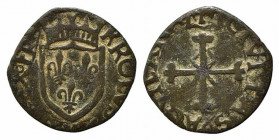 L'AQUILA. Carlo VIII di Francia (1495). Cavallo AE (1.63 g). Scudo coronato di Francia. R/croce patente Mauriziana radiata. D'Andrea-Andreani 131-132....