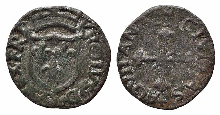 L'AQUILA. Carlo VIII di Francia (1495). Cavallo AE (1.60 g). Scudo coronato di F...