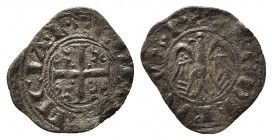 BRINDISI o MESSINA. Federico II (1197-1250). Denaro Mi (0,56 g). Aquila ad ali spiegate - R/croce patente. Mir 83; Sp.88. BB