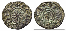 BRINDISI o MESSINA. Federico II (1197-1250). Denaro Mi (0,63 g). Piccola aquila - R/stella a 8 raggi. Sp.91 - BB