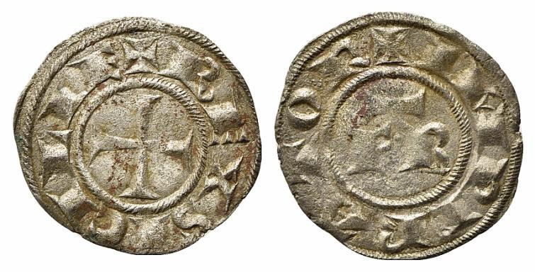 BRINDISI o MESSINA. Federico II (1197-1250). Denaro (con F R) Mi (0,77 g). F R n...
