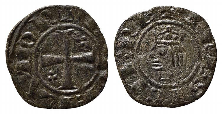 BRINDISI o MESSINA. Federico II (1197-1250). Denaro Mi (0,61 g). Croce con tre g...