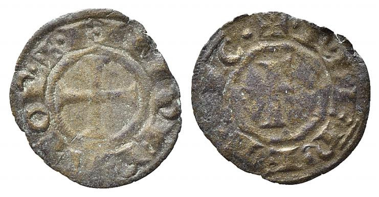 BRINDISI o MESSINA. Federico II (1197-1250). Mezzo denaro Mi (0,27 g). Croce pat...