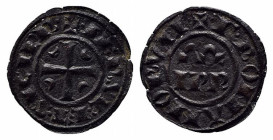 BRINDISI o MESSINA. Federico II (1197-1250). Denaro Mi (0,46 g). IPR nel campo - R/croce con quattro crescenti negli angoli. Sp.135. BB-SPL