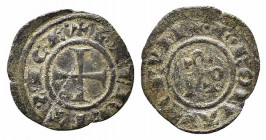 BRINDISI o MESSINA. Federico II (1197-1250). Mezzo denaro Mi (0,41 g). IP nel campo - R/croce patente. Sp.138 - R. BB+