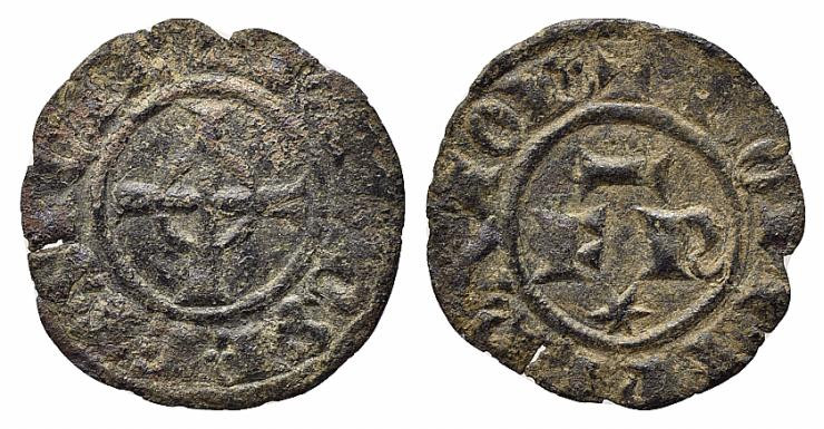 BRINDISI o MESSINA. Federico II (1197-1250). Denaro Mi (0,80 g). FR con sotto un...