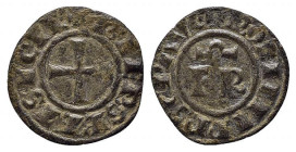 BRINDISI o MESSINA. Federico II (1197-1250). Denaro Mi (0,49 g). FR nel campo - R/croce patente. Sp.146. BB