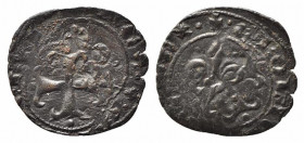 BRINDISI o MESSINA. Carlo I d'Angiò (1266-1285). Denaro Mi (0,46 g). Spahr 56. Ribattuto al D/ e al R/. BB+