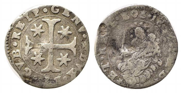 GENOVA. Dogi Biennali III fase (1637-1797). 8 soldi 1654 sigle IAB. Ag (2,11 g)....