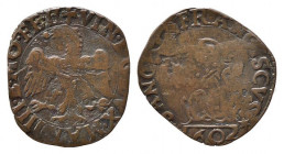 MANTOVA. CASALE. Vincenzo I Gonzaga (1587-1612). Parpagliola 1602 con San Francesco Mi (1,92 g). BignotTi 42; MIR 307/9. Tracce di ribattitura BB+.