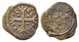 MESSINA. Ruggero II (1105-1154). Follaro AE (3,68 g). Sp. 54. BB