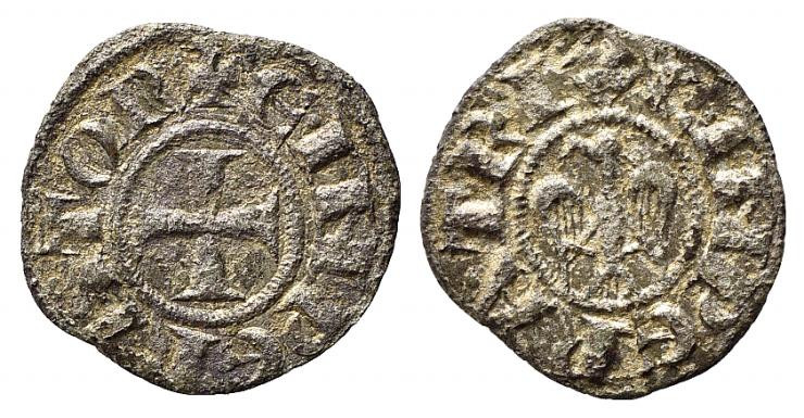 MESSINA. Enrico VI (1194-1197). Denaro (con aquila) a nome di Enrico e Costanza ...