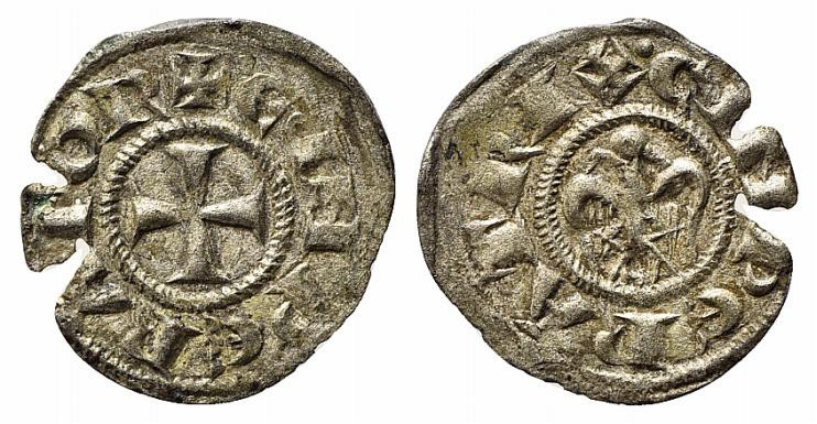 MESSINA. Enrico VI (1194-1197). Mezzo denaro (con Aquila) a nome di Enrico e Cos...
