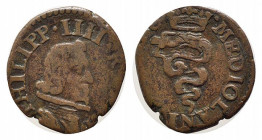 MILANO. Filippo IV (1621-1665). Quattrino Cu (2,15 g). MIR 377. BB