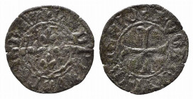 NAPOLI. Ladislao di Durazzo (1386-1414). Denaro Mi (0,51 g). Nel campo quattro gigli - R/ croce patente. MIR 44 var. MB-BB
