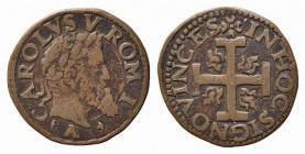 NAPOLI. Carlo V (1516-1556). 3 cavalli Cu (5,12 g). Magliocca 79. BB
