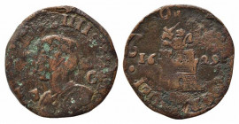 NAPOLI. Filippo IV (1621-1665). 9 cavalli 1629 Cu (7,62 g). Magliocca 90. qBB