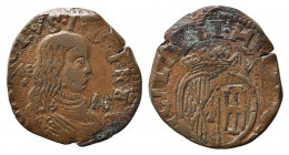 NAPOLI. Carlo II di Spagna (1665-1700). Grano Cu (8,82 g). Magliocca 5-7. BB