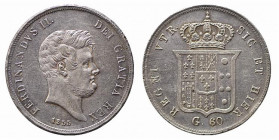 NAPOLI. Ferdinando II di Borbone (1830-1859). Mezza piastra da 60 Grana 1855 Ag (13,81 g). Magliocca 59. BB+/SPL+
